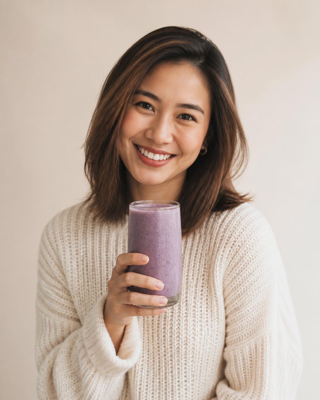 Fresh ube smoothie portrait